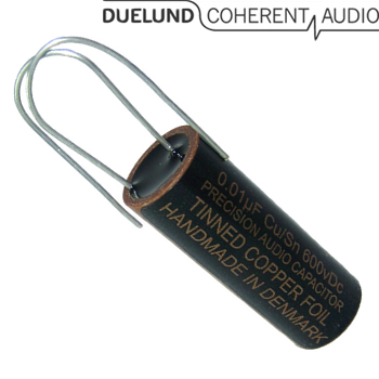 DUE-TCF-010: 0.01uF 600Vdc Duelund Tinned Copper Foil Precision Bypass Capacitor