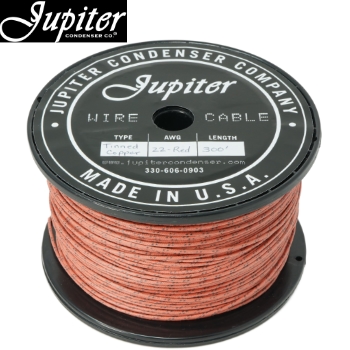 W2037: Jupiter AWG22, tinned multistrand copper in lacquered cotton insulated wire - Red (1m)