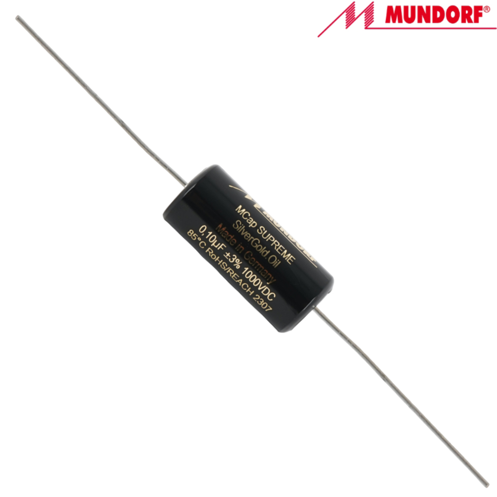 SUP.SGO-0,10: 0.1uF 1000Vdc Mundorf MCap Supreme Silver Gold Oil Capacitor