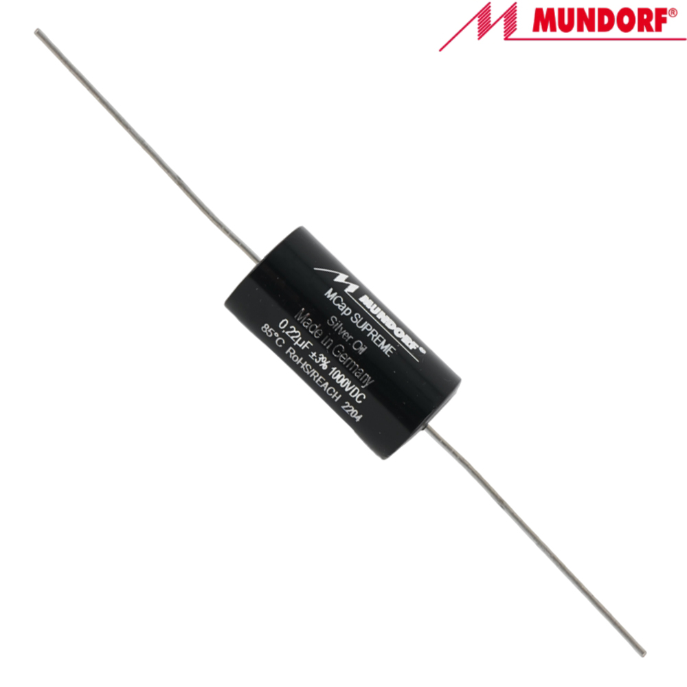 SUP.SO-0,22: 0.22uF 1000Vdc Mundorf MCap Supreme Silver Oil Capacitor