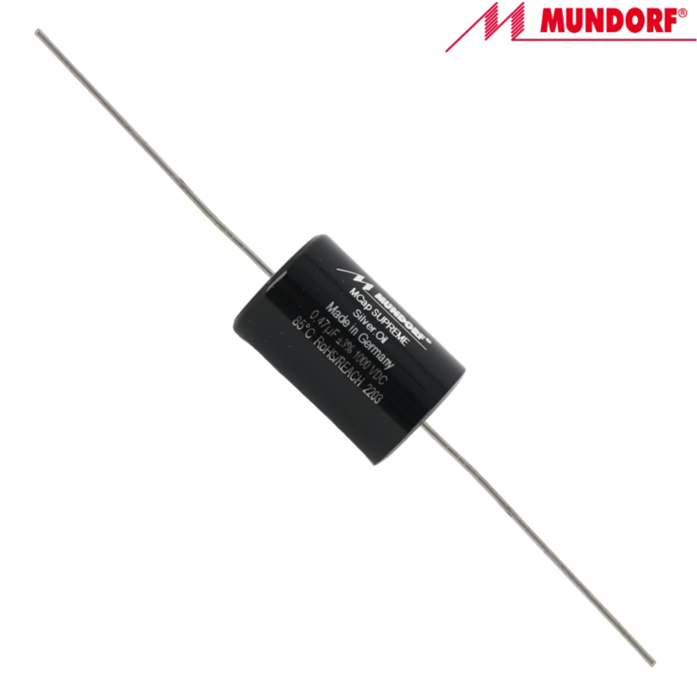 SUP.SO-0,47: 0.47uF 1000Vdc Mundorf MCap Supreme Silver Oil Capacitor
