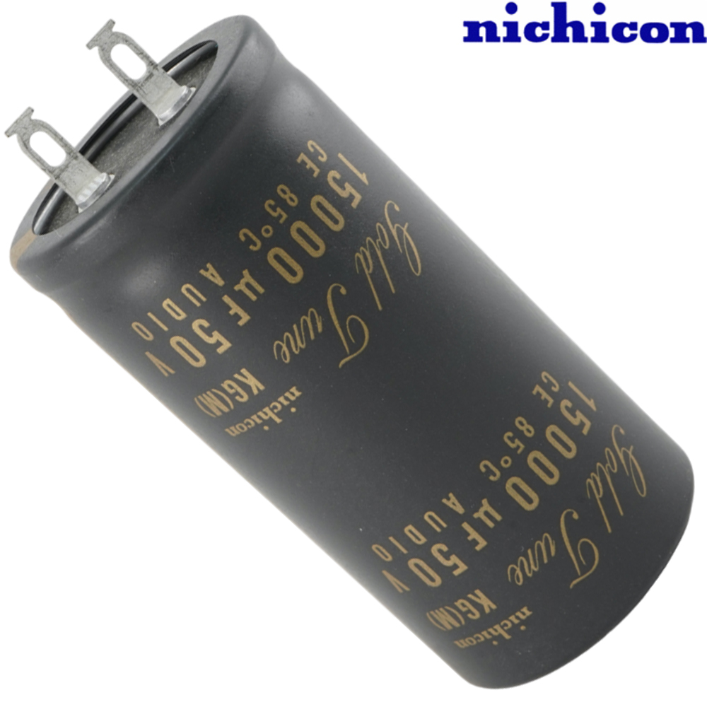 LKG1H153MKN: 15000uF 50Vdc Nichicon KG Type II, Gold Tune, lug Electrolytic Capacitor