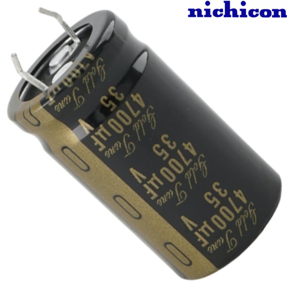 LKG1V472MESYAK: 4700uF 35Vdc Nichicon KG Type I, Gold Tune, snap-in Electrolytic Capacitor