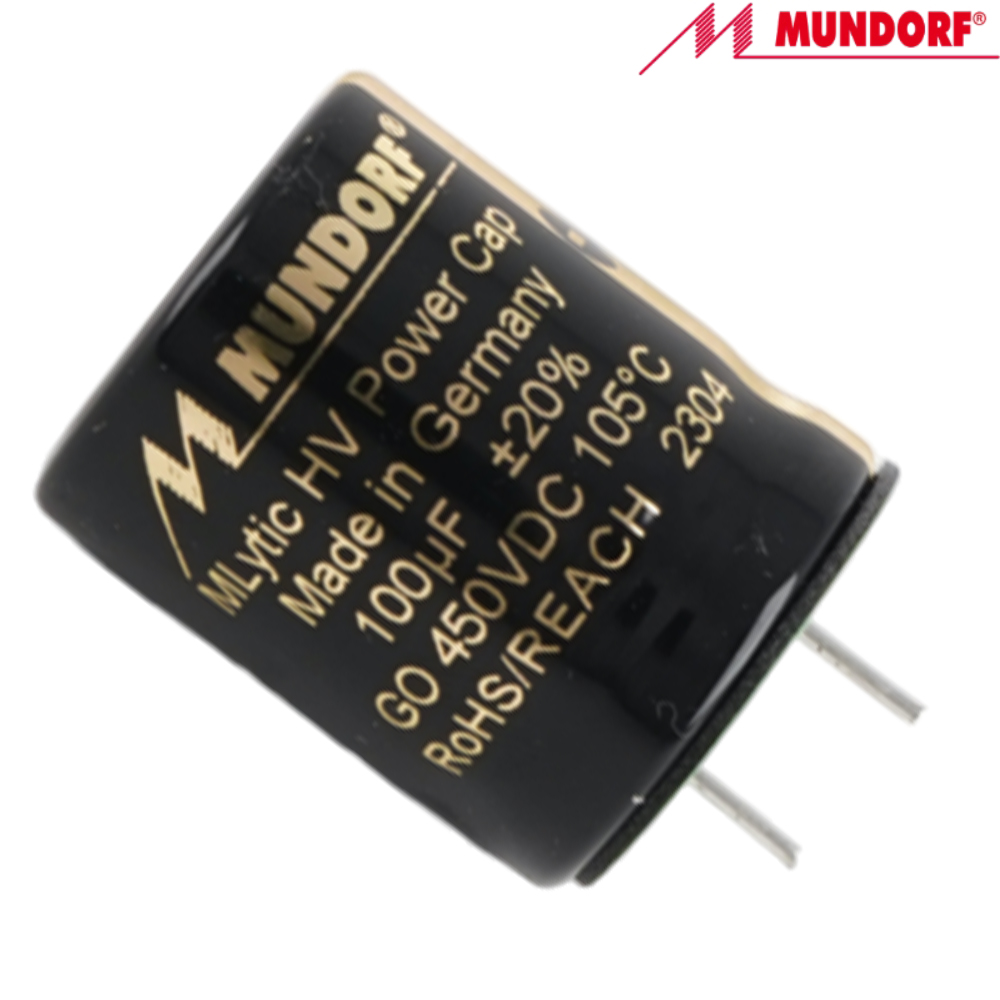 MLGO450-100: 100uF 450Vdc Mundorf MLytic HV Radial Electrolytic Capacitor
