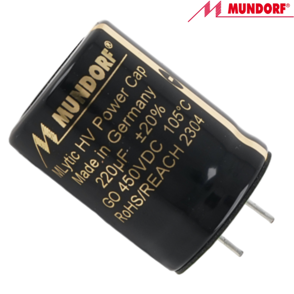 MLGO450-220: 220uF 450Vdc Mundorf MLytic HV Radial Electrolytic Capacitor