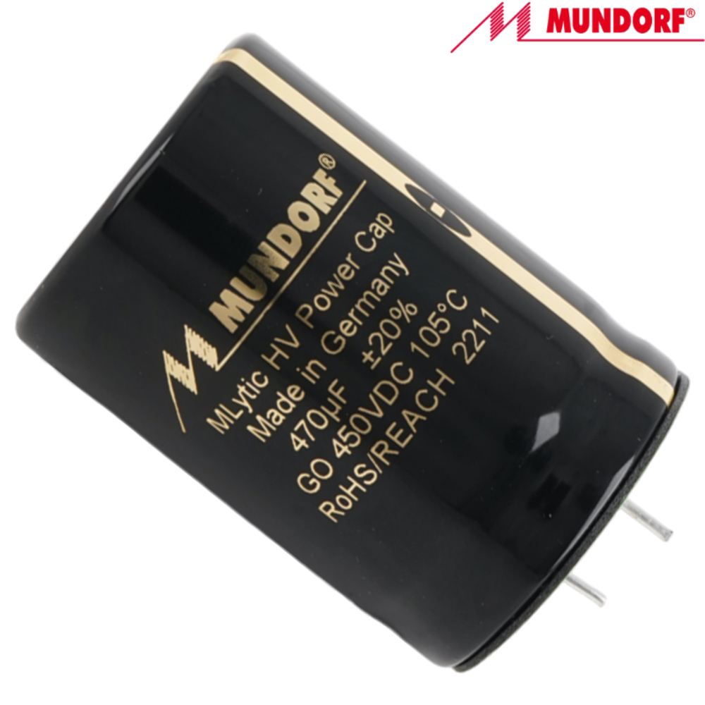 MLGO450-470: 470uF 450Vdc Mundorf MLytic HV Radial Electrolytic Capacitor