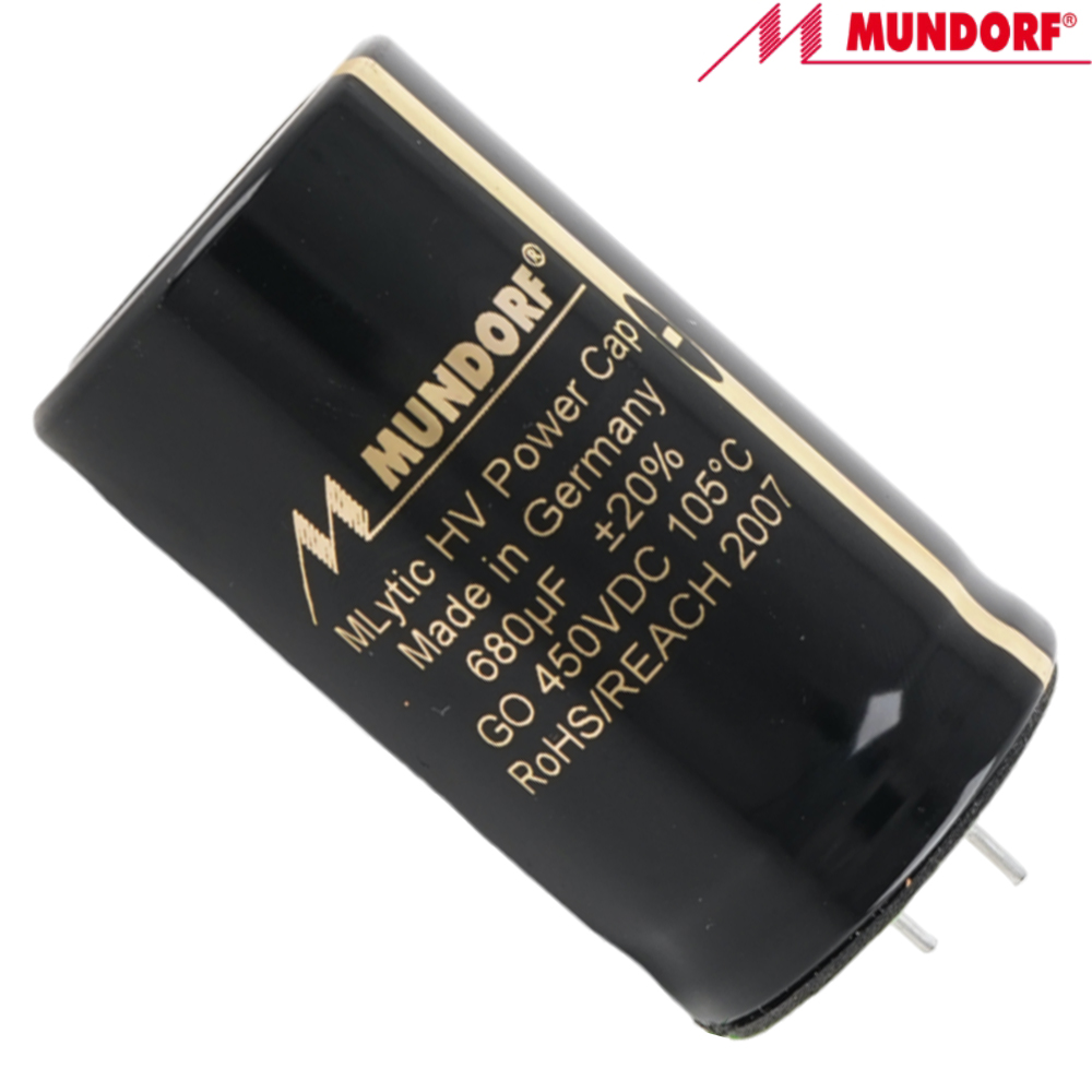 MLGO450-680: 680uF 450Vdc Mundorf MLytic HV Radial Electrolytic Capacitor