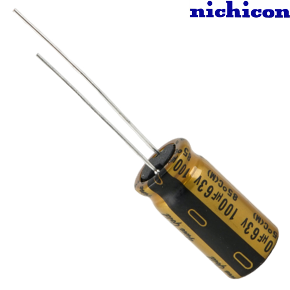 UFG1J101MPD: 100uF 63Vdc Nichicon FG type Electrolytic Capacitor