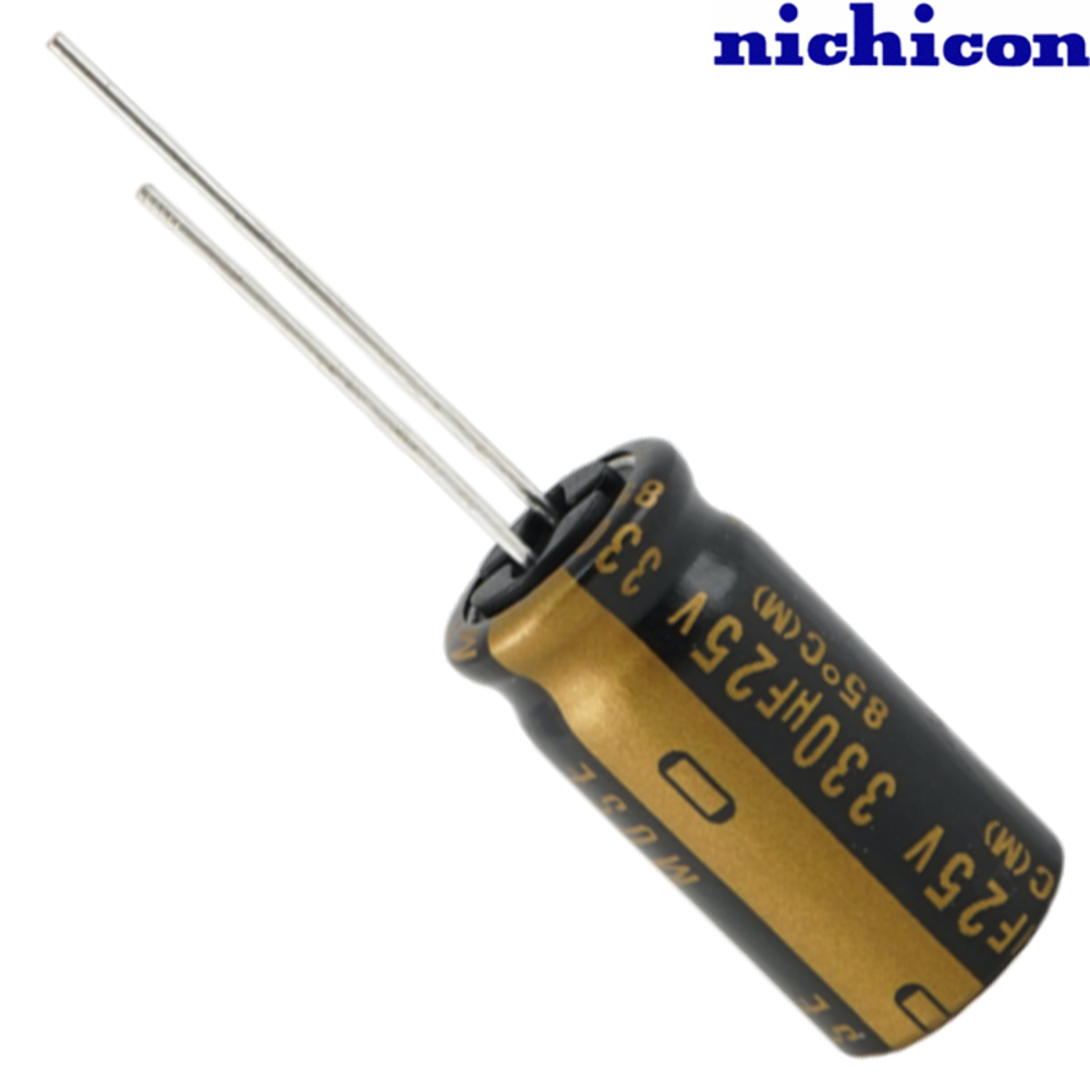 UKZ1E331MHM: 330uF 25Vdc Nichicon KZ type Electrolytic Capacitor
