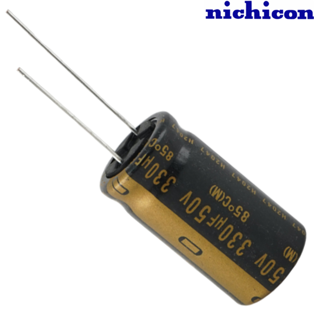 UKZ1H331MHM: 330uF 50Vdc Nichicon KZ type Electrolytic Capacitor