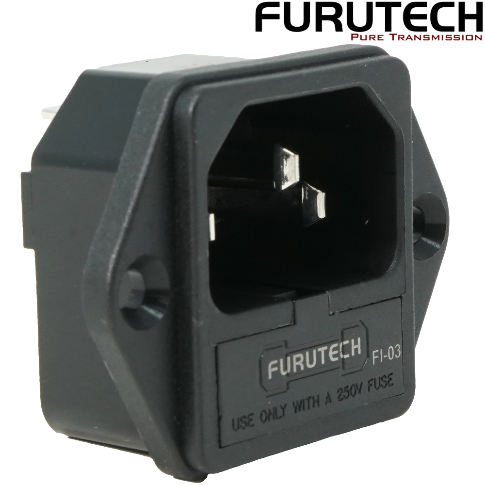 Furutech FI-03 Rhodium-plated IEC Inlet Socket with Fuseholder - Screw fit