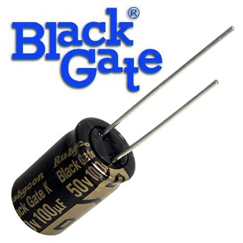 BG100u50K: 100uF 50Vdc Black Gate K Type Electrolytic Capacitor