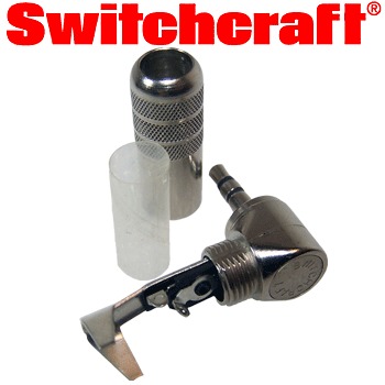 Switchcraft 3.5mm Right Angle Stereo Jack Plug, nickel plated