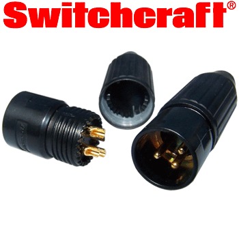 Switchcraft XLR male plug, gold plated, black bodied