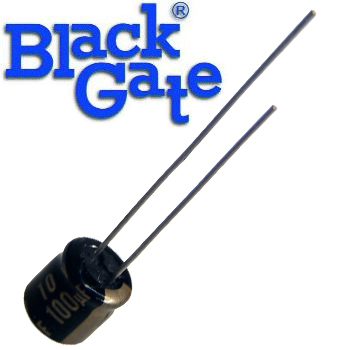 BG100u10PK: 100uF 10Vdc Black Gate PK Type Electrolytic Capacitor