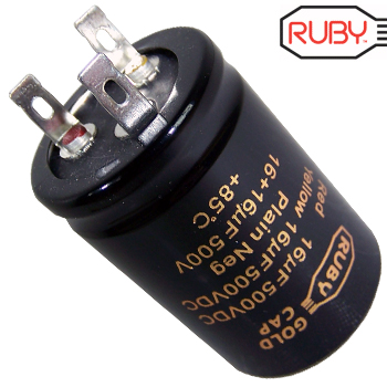 Ruby Gold Cap 16uF + 16uF 500Vdc Electrolytic Capacitor