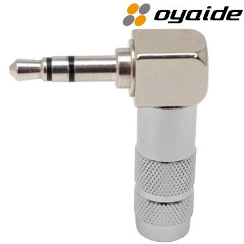 P-3.5 SRL: Oyaide Silver/Rhodium plated Right-angled 3.5mm jack plug