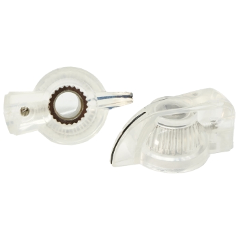 Chicken Head Knob, Screw Fix, Clear/Silver