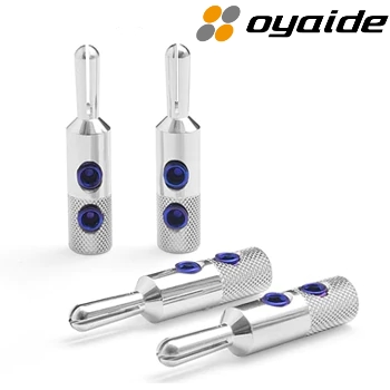 SRBN: Oyaide Rhodium/Silver plated 4mm Banana Plug (pack of 4) - DISCONTINUED