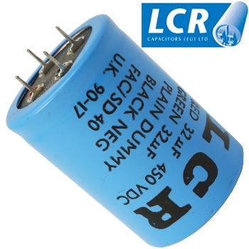 32uF + 32uF 450Vdc LCR Electrolytic Capacitor