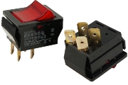 C1453VQ: Arcoelectric (Bulgin Ltd) Mains on-off DPST Rocker Switch, red illuminated