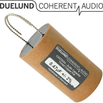 CuSn630V-040: 0.47uF 630Vdc Duelund CAST PIO Tinned Copper Capacitor