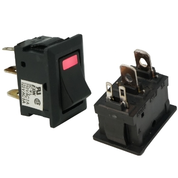 SC-WL: EDK Mains on-off SPST Rocker Switch with 3Vdc red LED illuminator