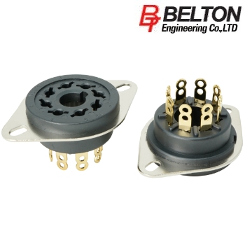 VTB8-ST-G: Belton Octal valve base, gold plated solder lugs