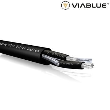 VIABLUE SC-2 Silver-Series speaker cables consist of 2x 4mm² conductors. Each one includes a combination of silvered and tinned OFC copper strands. Silvered strands provide a brilliant and precise high range rendition, as well as 3D acoustics. The tinned OFC strands guarantee powerful and vibrant basses. All frequencies are represented and reproduced in a linear fashion true to the original.