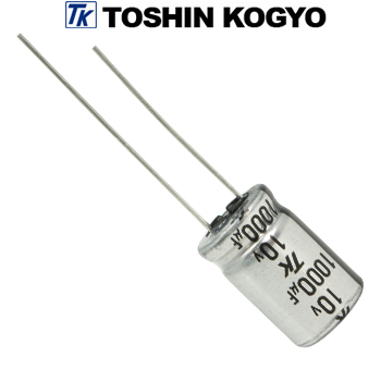 1AUTSJ102M0: 1000uF 10Vdc Toshin Jovial UTSJ Electrolytic Capacitor