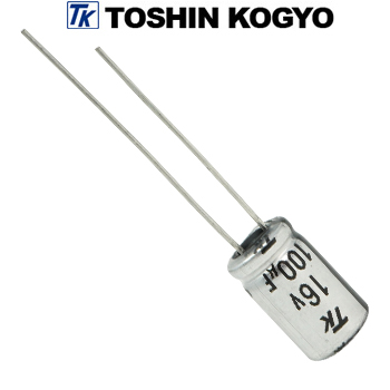 1CUTSJ101M0: 100uF 16Vdc Toshin Jovial UTSJ Electrolytic Capacitor