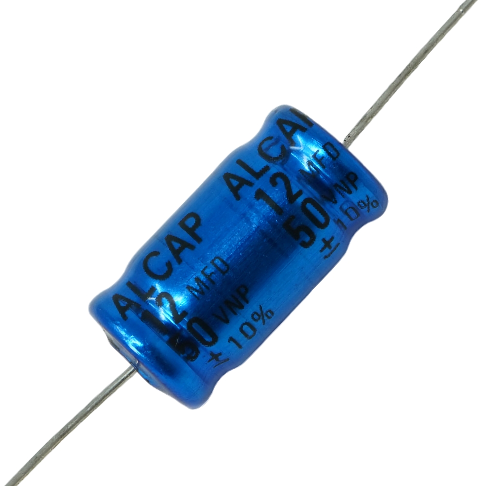 AL12-50: 12uF 50Vdc Alcap Bipolar Axial Standard Electrolytic Capacitor