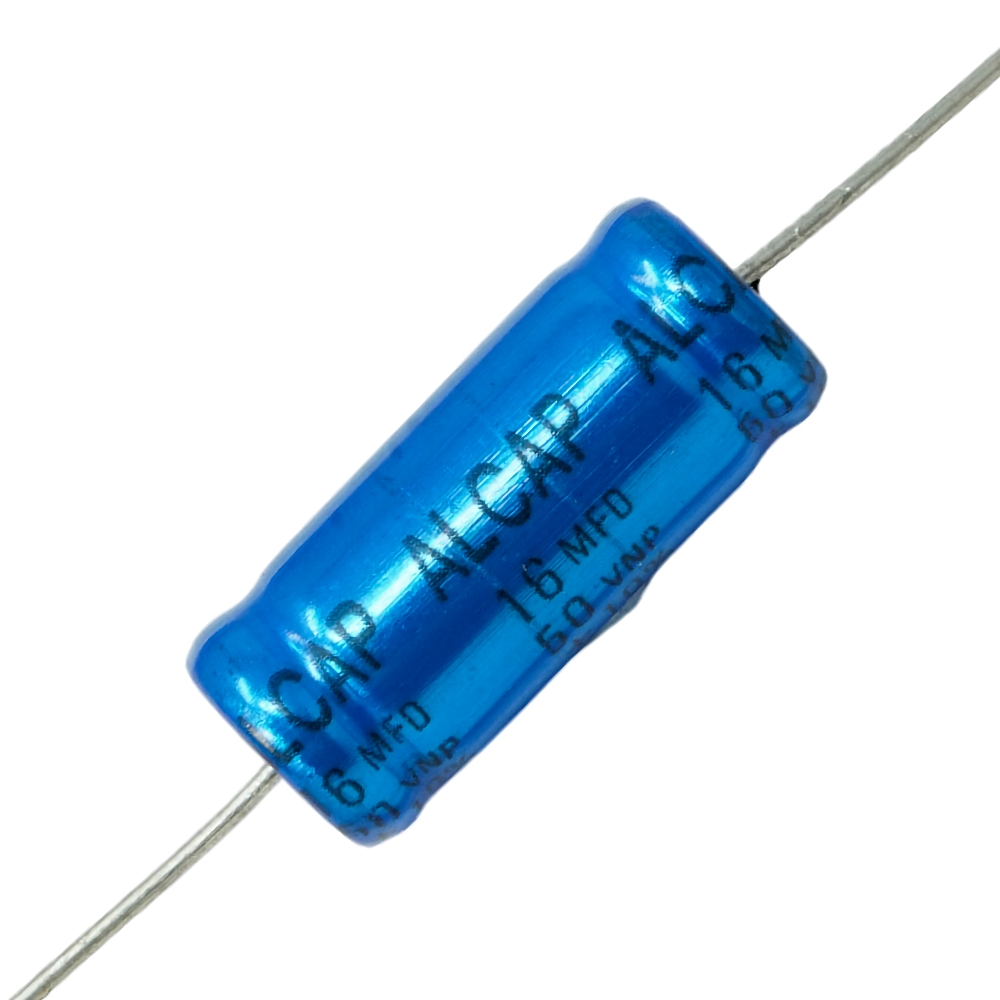 AL16-50: 16uF 50Vdc Alcap Bipolar Axial Standard Electrolytic Capacitor