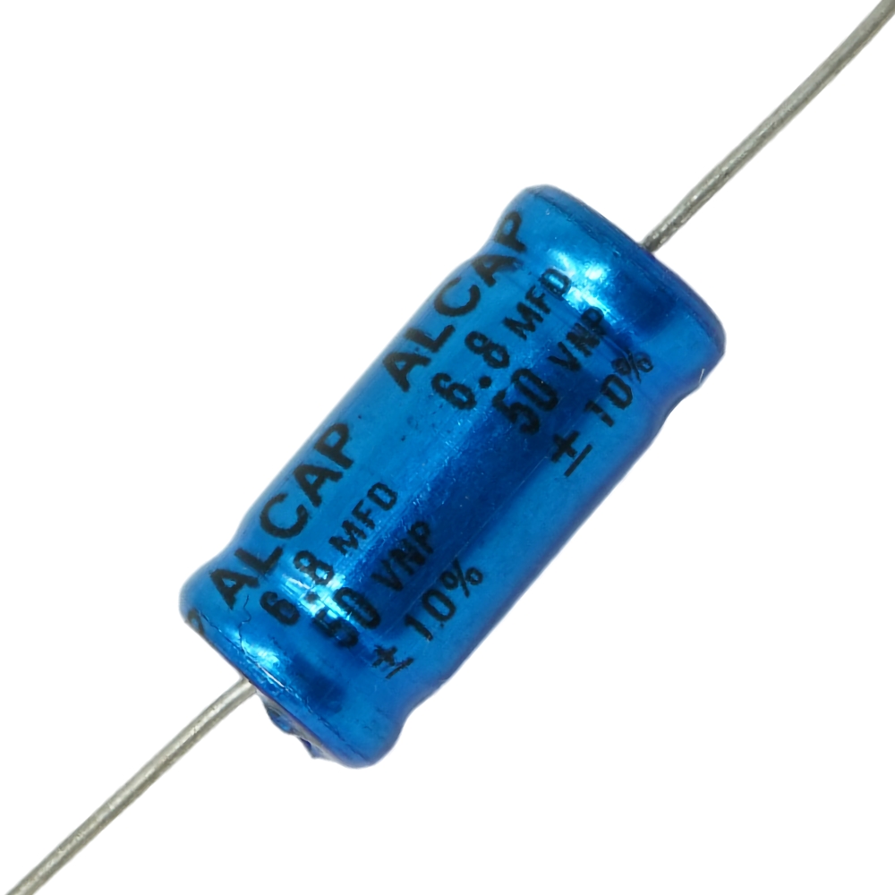 AL6.8-50: 6.8uF 50Vdc Alcap Bipolar Axial Standard Electrolytic Capacitor