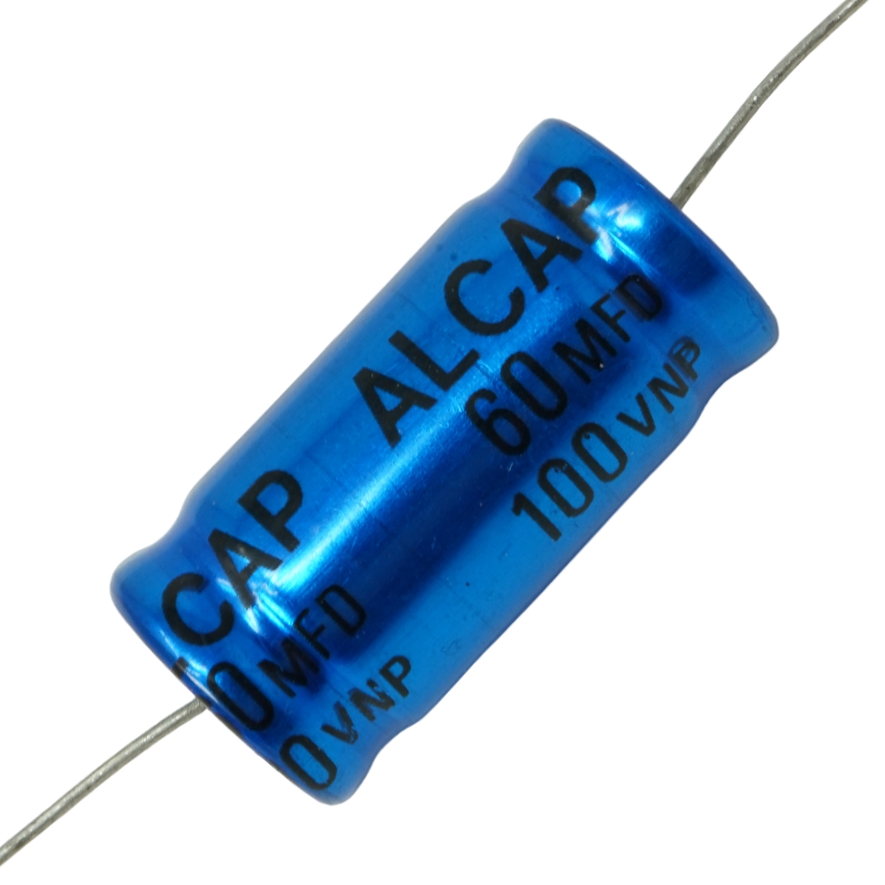 AL60-100: 60uF 100Vdc Alcap Bipolar Axial Standard Electrolytic Capacitor