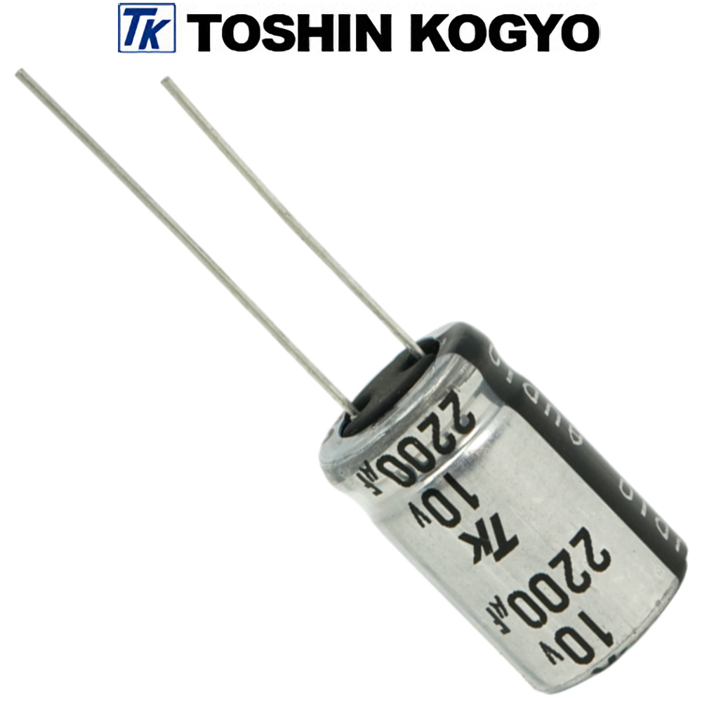 1AUTSJ222M0: 2200uF 10Vdc Toshin Jovial UTSJ Electrolytic Capacitor