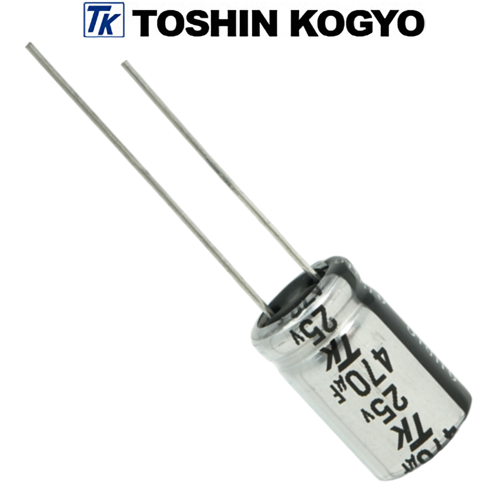 1EUTSJ471M0: 470uF 25Vdc Toshin Jovial UTSJ Electrolytic Capacitor