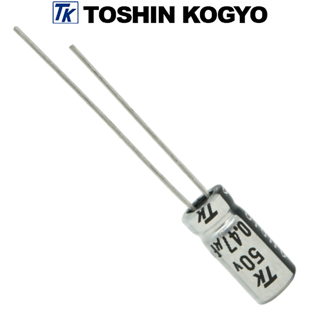 1HUTSJR47M0: 0.47uF 50Vdc Toshin Jovial UTSJ Electrolytic Capacitor