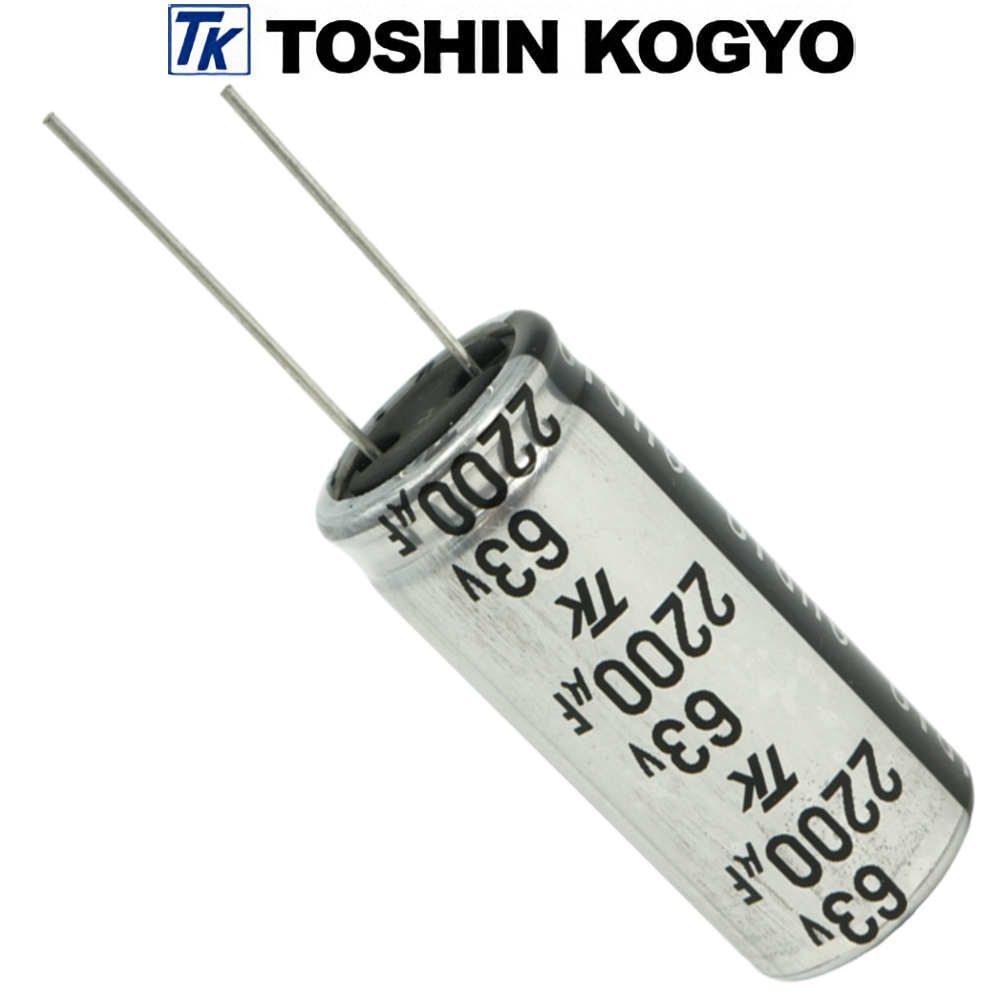 1JUTSJ222M0: 2200uF 63Vdc Toshin Jovial UTSJ Electrolytic Capacitor