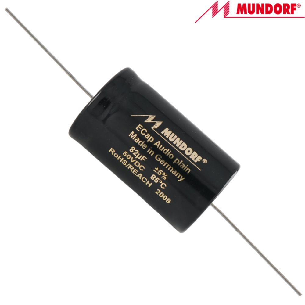 ECAP50-82: 82uF 35Vac / 50Vdc Mundorf ECap AC PLAIN electrolytic bipolar capacitor