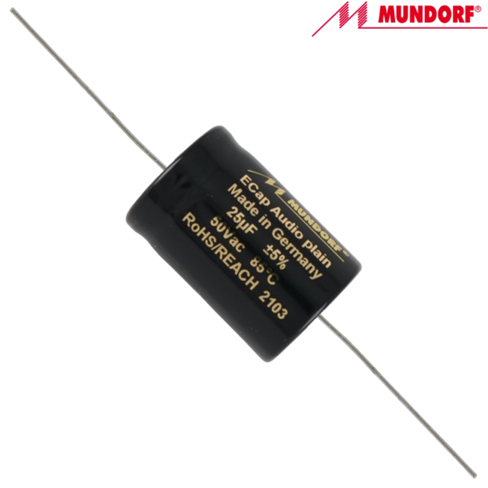 ECAP70-25: 25uF 50Vac / 70Vdc Mundorf ECap AC PLAIN electrolytic bipolar capacitor