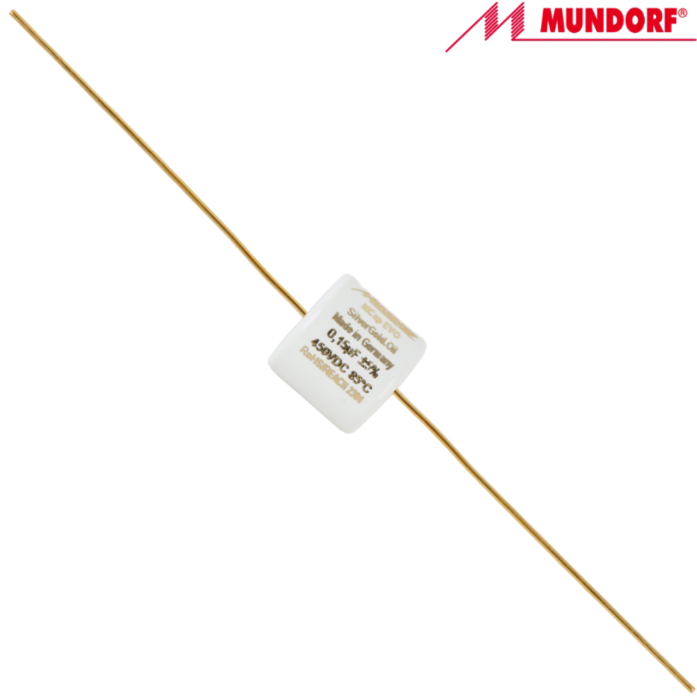 MESGO-0,15T5.450: 0.15uF 450Vdc Mundorf MCap EVO Silver Gold Oil Capacitor