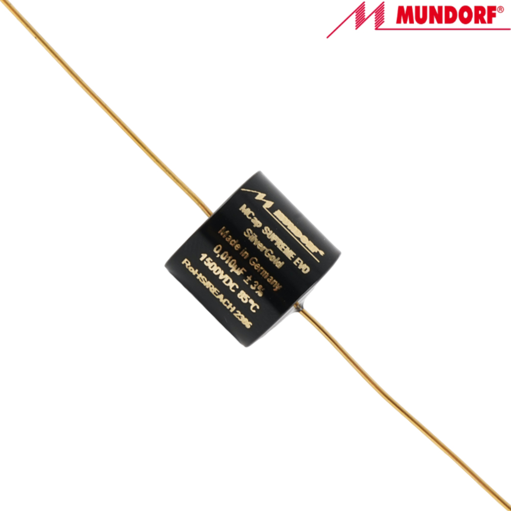 SESG-0,010T3.1500: 0.01uF 1500Vdc Mundorf MCap Supreme EVO Silver Gold Capacitor