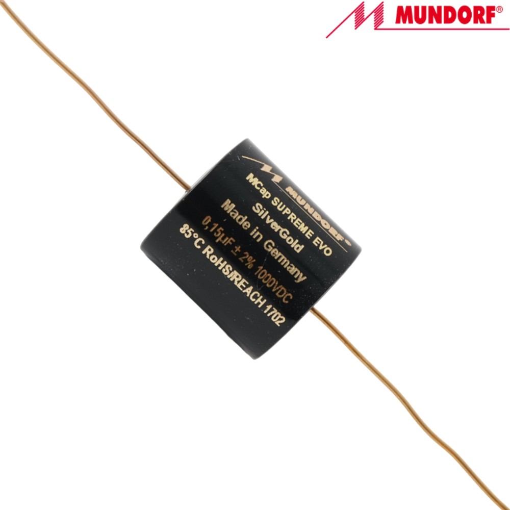 SESG-0,15T2.1000: 0.15uF 1000Vdc Mundorf MCap Supreme EVO Silver Gold Capacitor