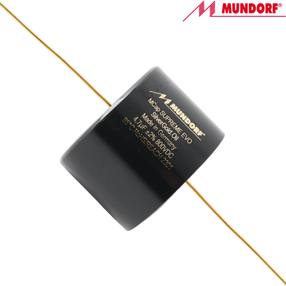 SESGO-4,7T2.800: 4.7uF 800Vdc Mundorf MCap Supreme EVO Silver Gold Oil Capacitor