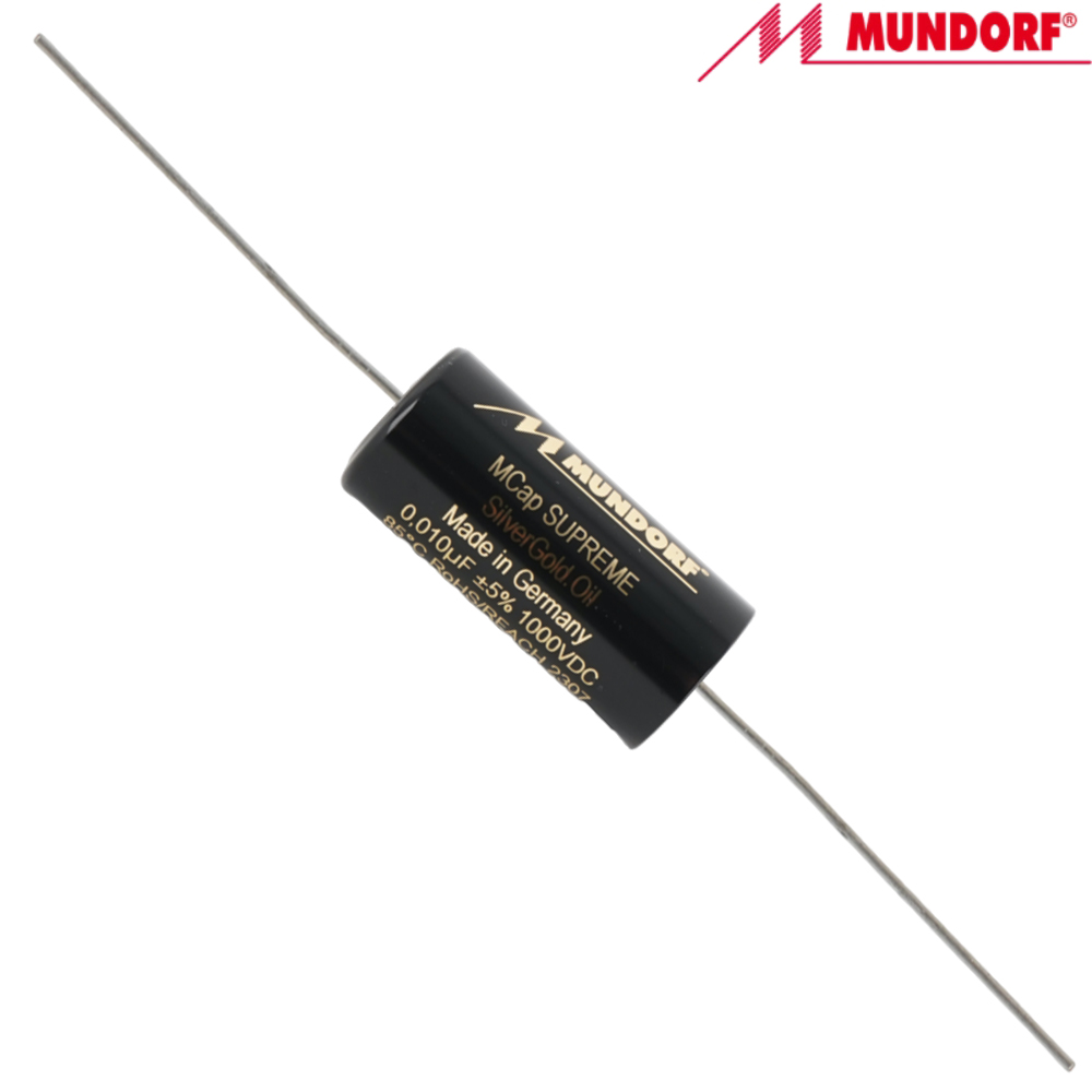 SUP.SGO-0,010: 0.01uF 1000Vdc Mundorf MCap Supreme Silver Gold Oil Capacitor