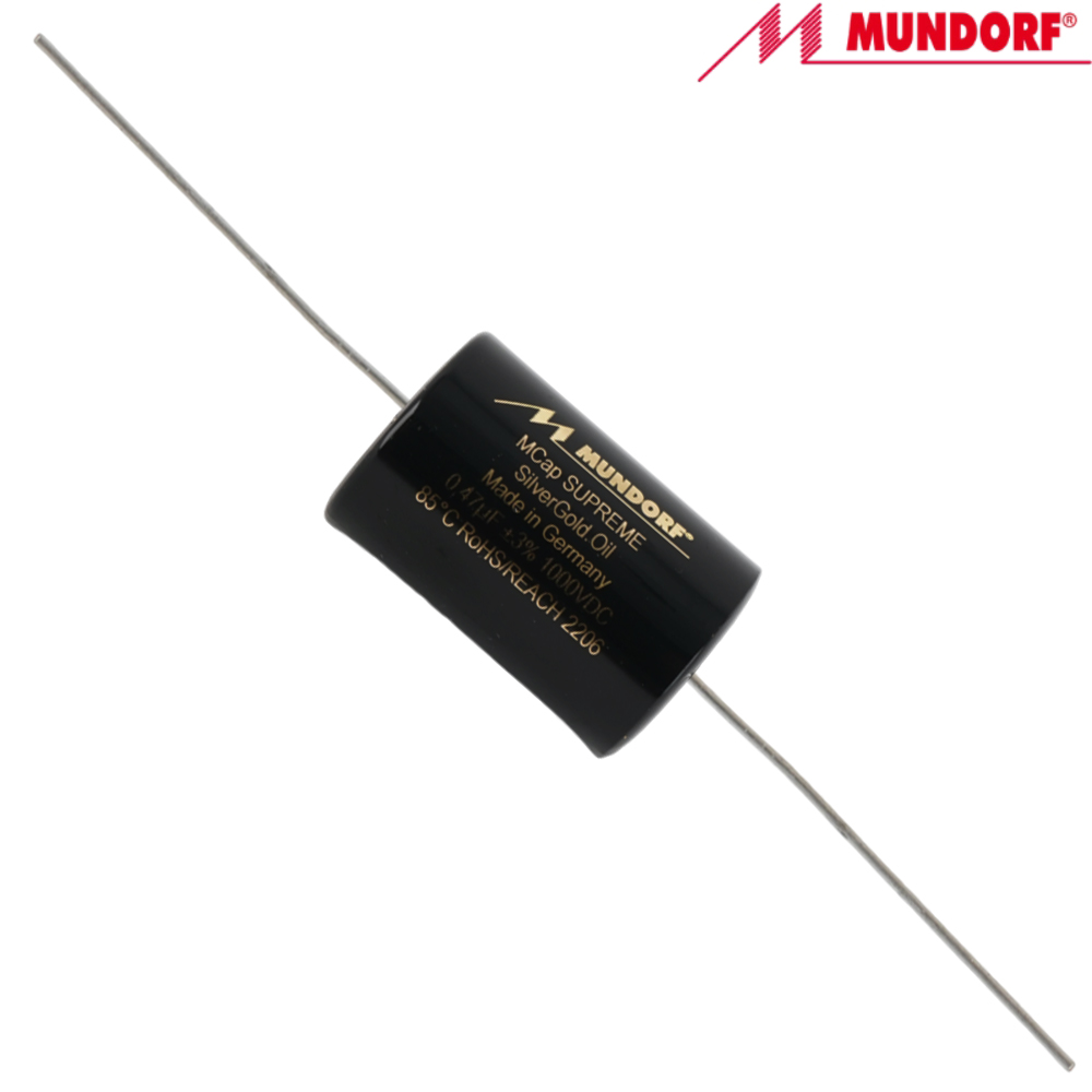 SUP.SGO-0,47: 0.47uF 1000Vdc Mundorf MCap Supreme Silver Gold Oil Capacitor