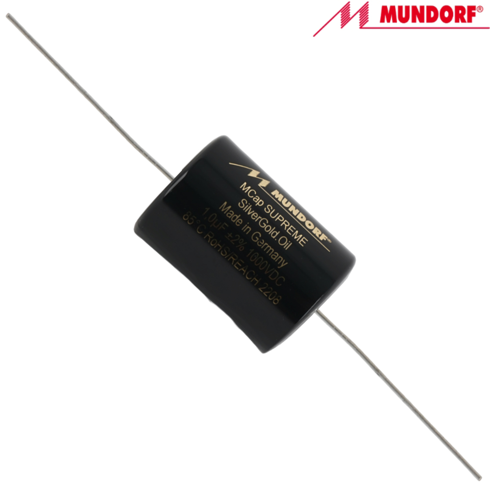 SUP.SGO-1,0: 1uF 1000Vdc Mundorf MCap Supreme Silver Gold Oil Capacitor
