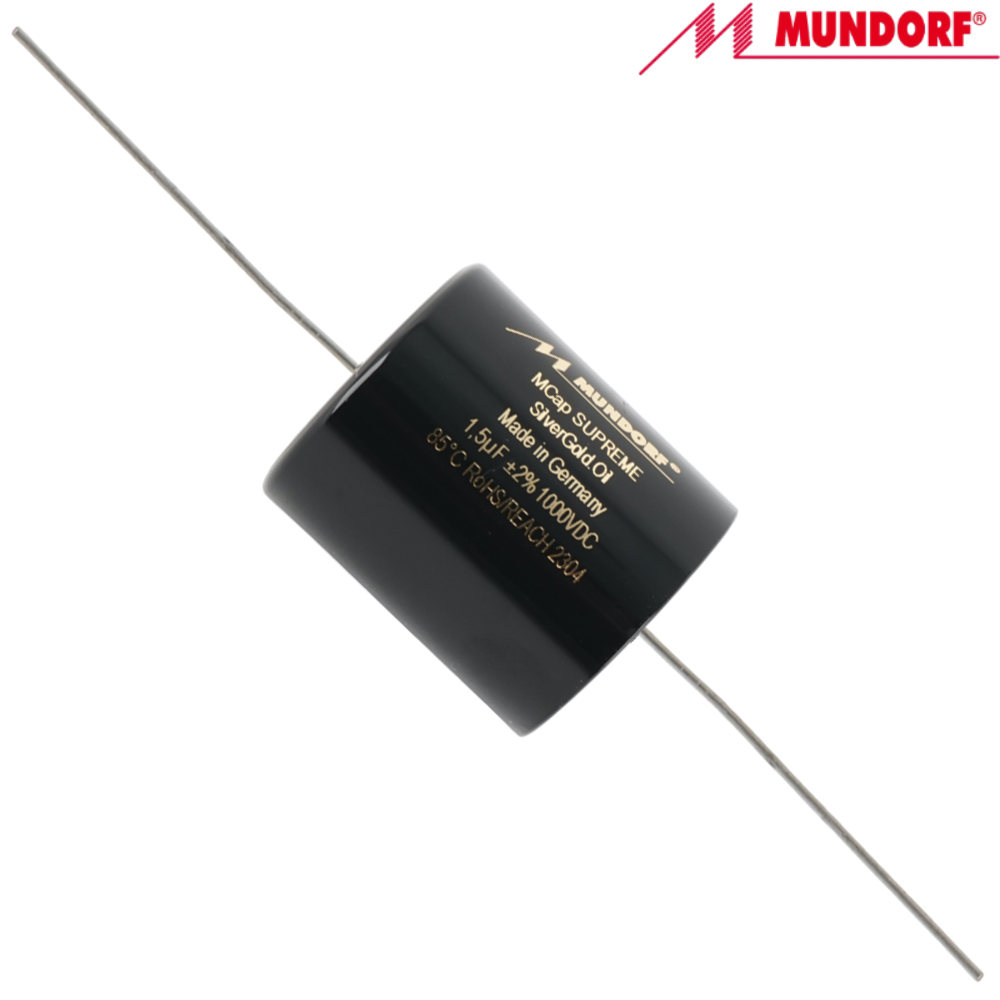 SUP.SGO-1,5: 1.5uF 1000Vdc Mundorf MCap Supreme Silver Gold Oil Capacitor