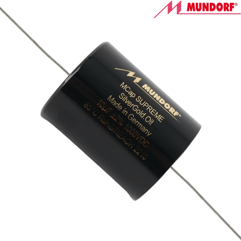 SUP.SGO-10: 10uF 1000Vdc Mundorf MCap Supreme Silver Gold Oil Capacitor